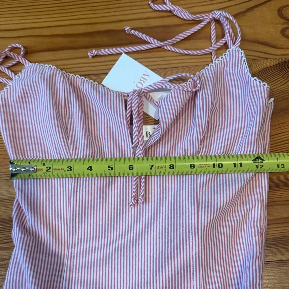 NWT ABOVO Pink Striped Dress with Tie Straps and keyhole - Picture 8 of 9